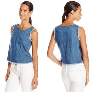 7 For All Mankind Women's Denim Tank with Raw Edge and zips - size large